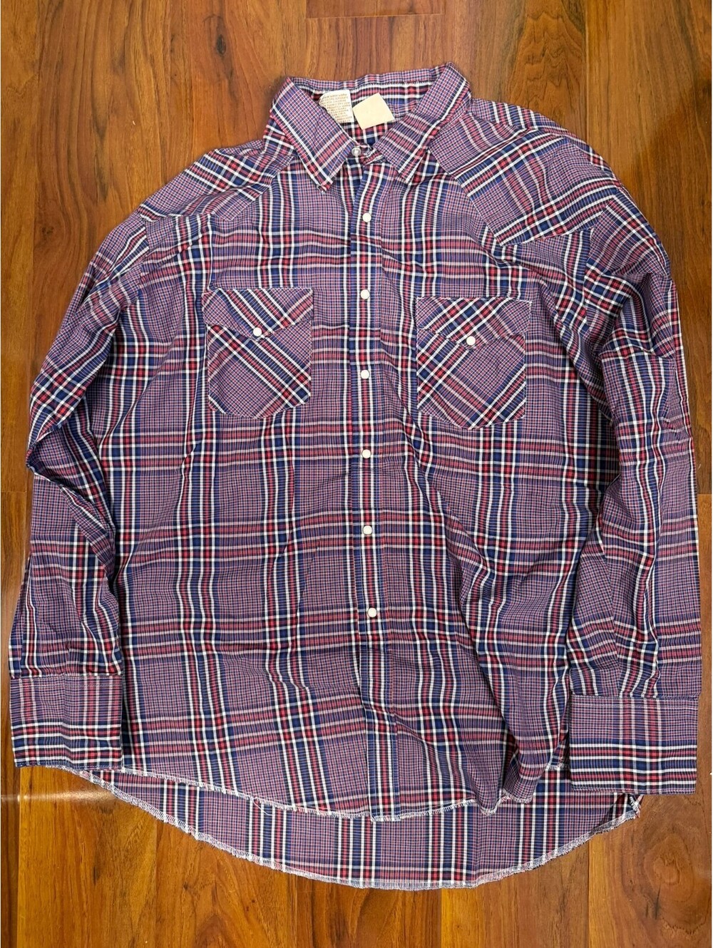 Western Frontier Western Pearl Snap Shirt Mens Xl Plaid Checked Blue Ls